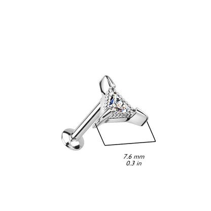 Surgical Steel/Brass Threadless CZ Triangle UFO Labret Combo (CLEARANCE)