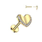 Surgical Steel/Brass Threadless Heart with CZ Edge Top Labret Combo (CLEARANCE)