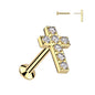 Surgical Steel Threadless CNC CZ Cross Top Labret Combo