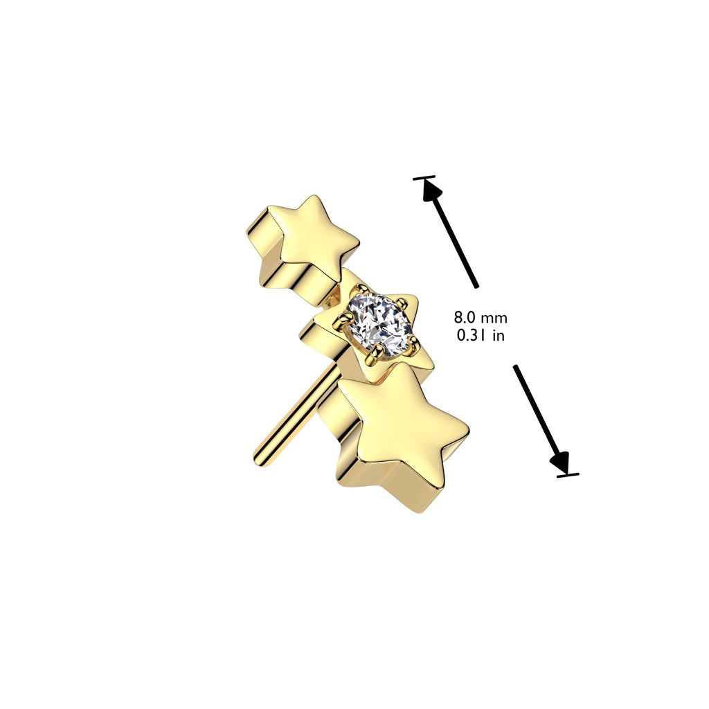 Surgical Steel Threadless Triple Star Curved (Top Only)