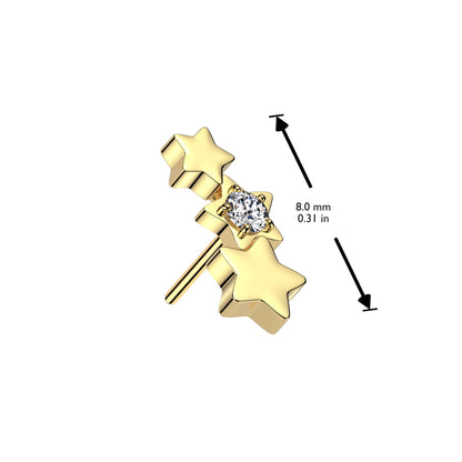 Surgical Steel Threadless Triple Star Curved (Top Only)