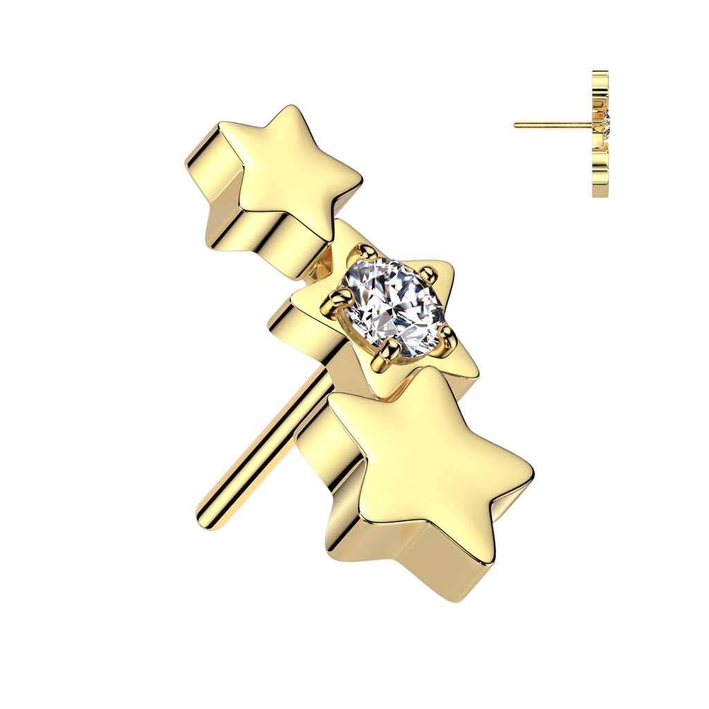 Surgical Steel Threadless Triple Star Curved (Top Only)