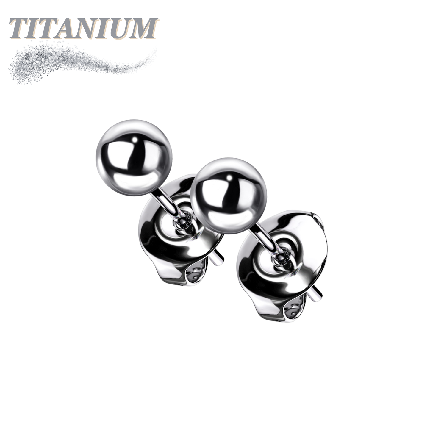 Titanium Earrings Ball Stud (Titanium Backs)