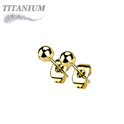 Titanium Earrings Ball Stud (Titanium Backs)