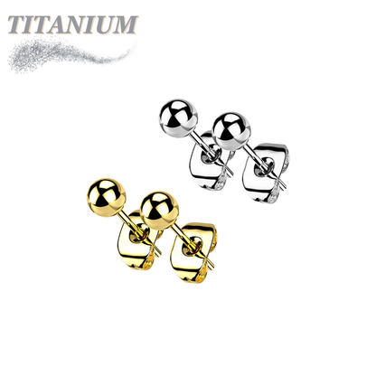 Titanium Earrings Ball Stud (Titanium Backs)
