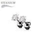 Titanium Earrings w/ Square Prong Set CZ (Titanium Backs)