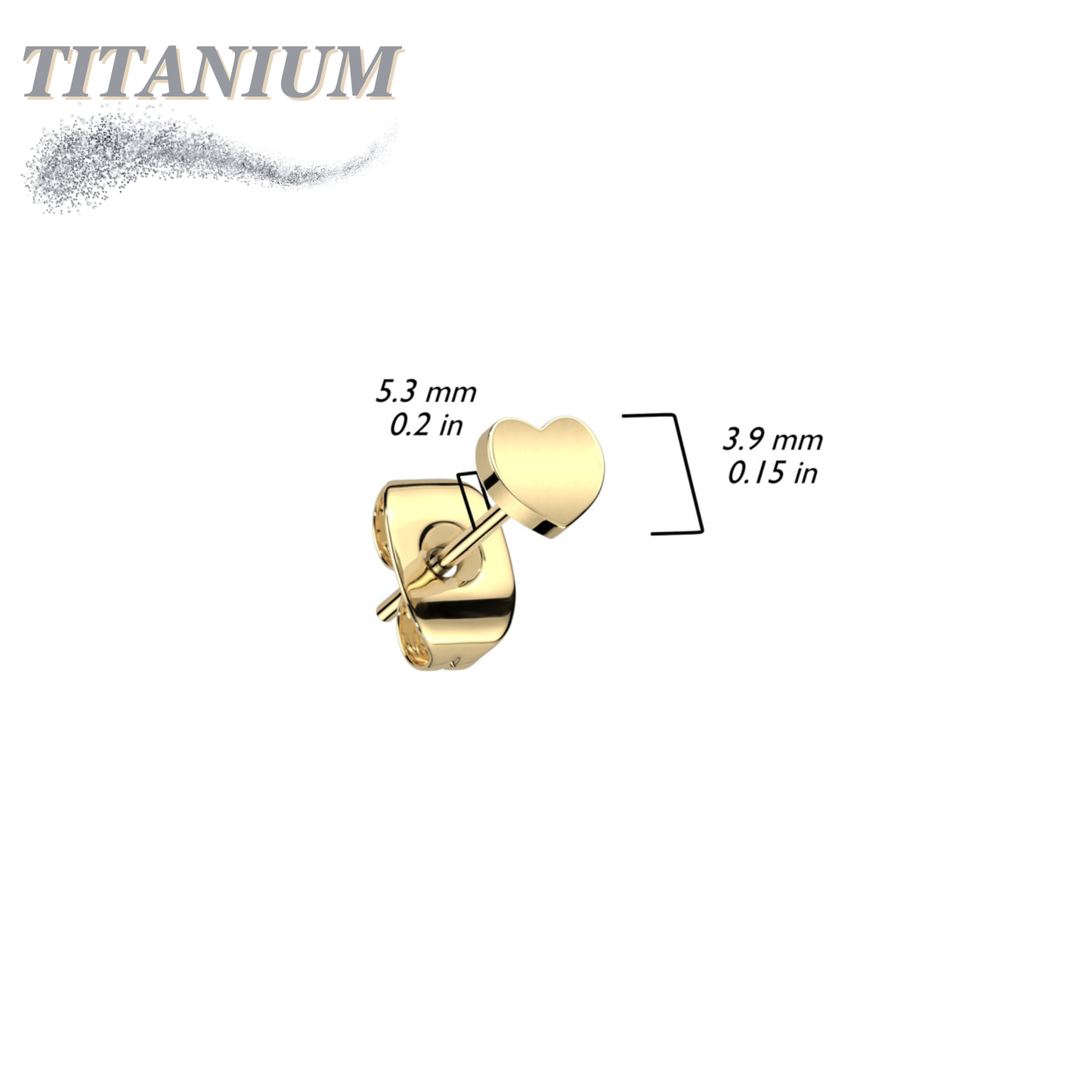 Titanium Heart Top Earrings (Titanium Backs)
