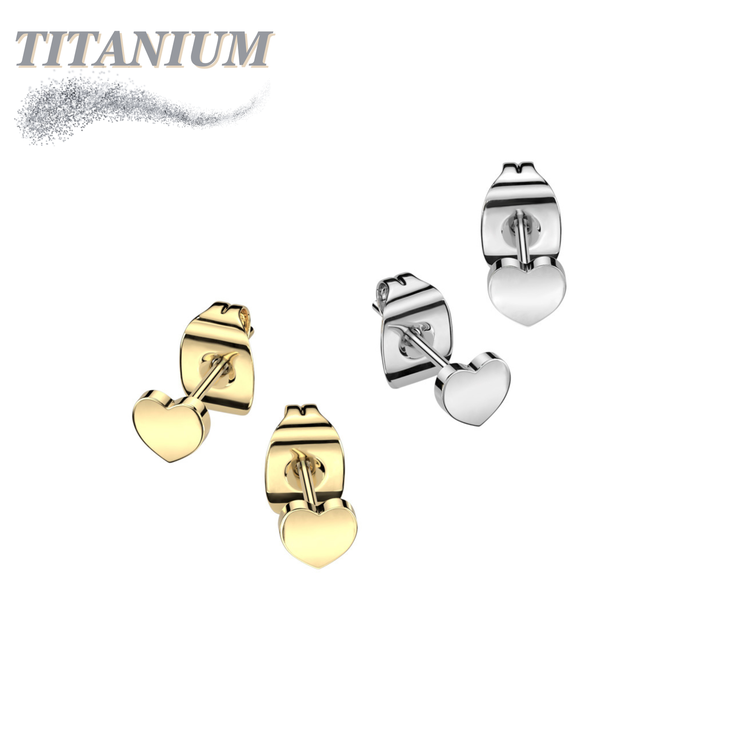 Titanium Heart Top Earrings (Titanium Backs)