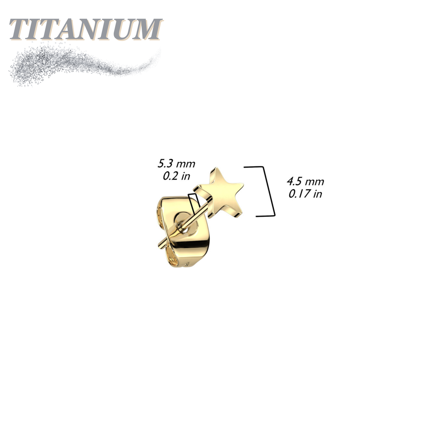 Titanium Star Top Earrings (Titanium Backs)