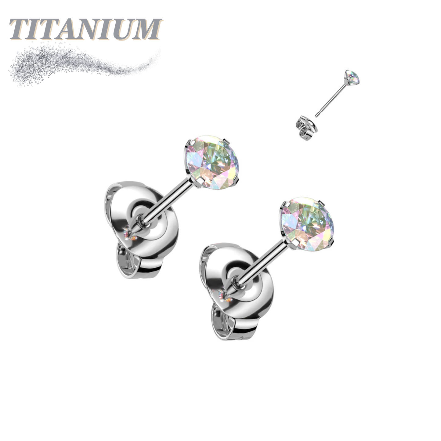 Titanium CZ Press Cut Martini Set CZ Earrings (Steel Backs)