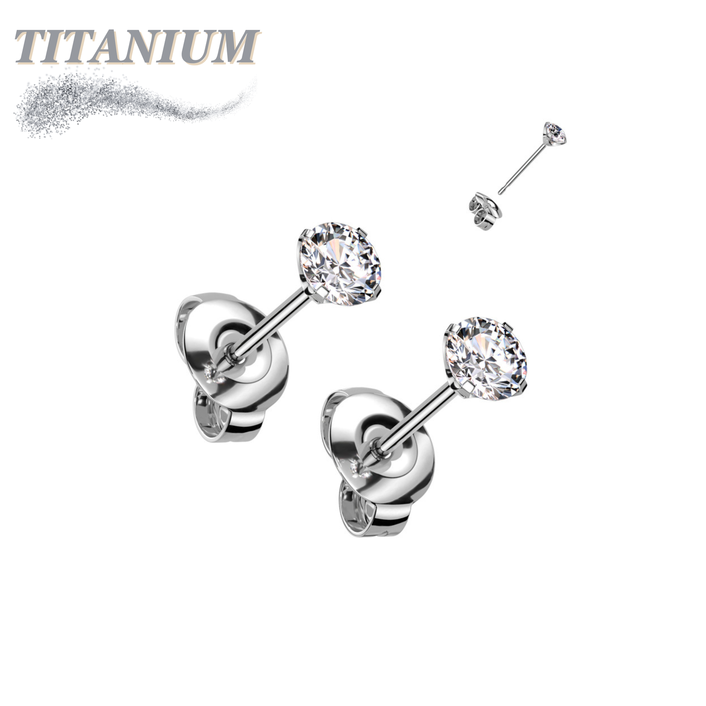 Titanium CZ Press Cut Martini Set CZ Earrings (Steel Backs)