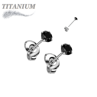 Titanium CZ Press Cut Martini Set CZ Earrings (Steel Backs)