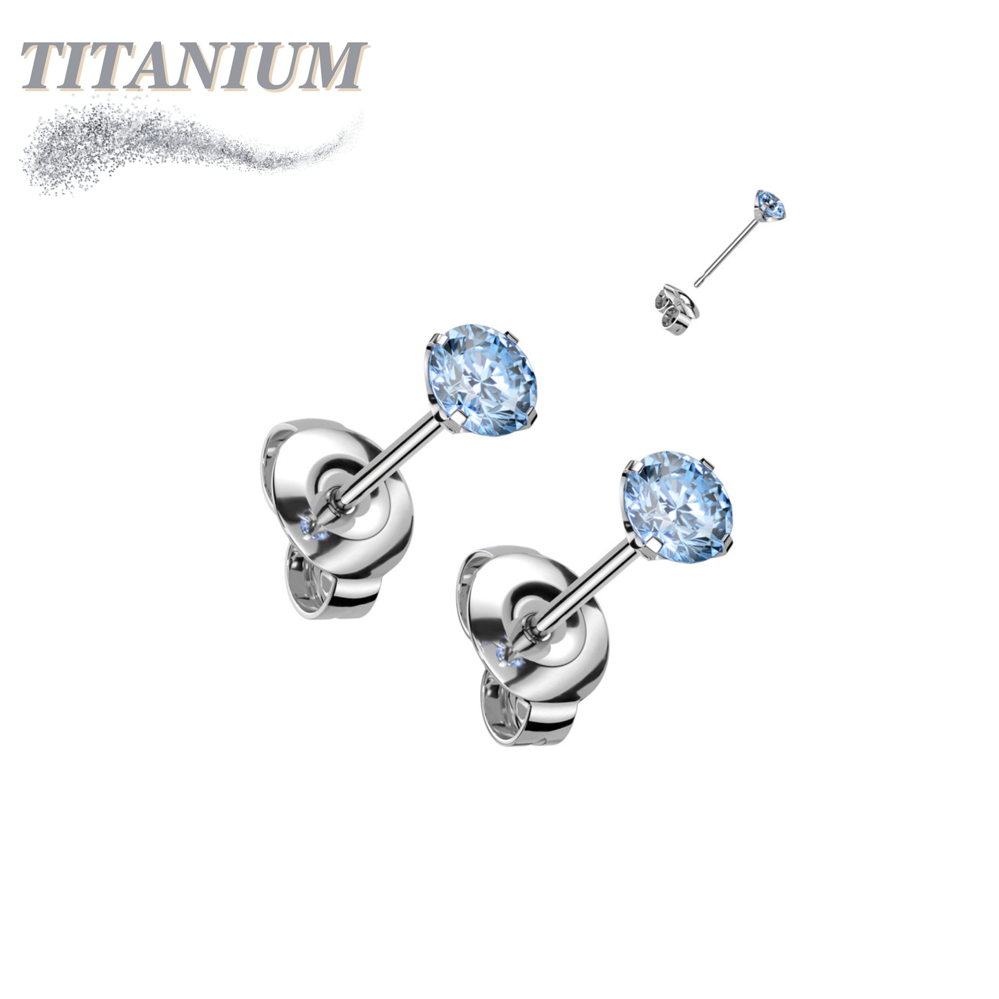 Titanium CZ Press Cut Martini Set CZ Earrings (Steel Backs)