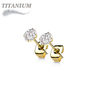 Titanium Earrings Round Prong Set CZ (Titanium Backs)
