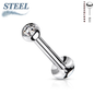 Surgical Steel Threadless Flat Back Labret Combo with Jeweled Ball Top