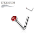 Titanium L Bend Nostril Stud with Press Fit Gem