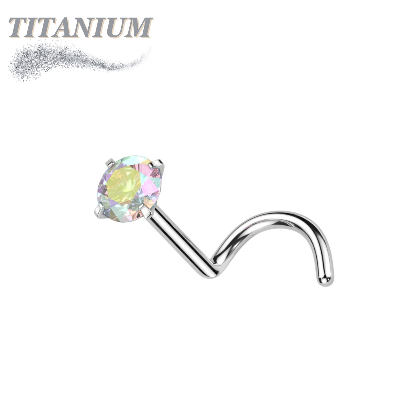 Titanium Corkscrew Nostril Prong Set - Standard 6mm Length