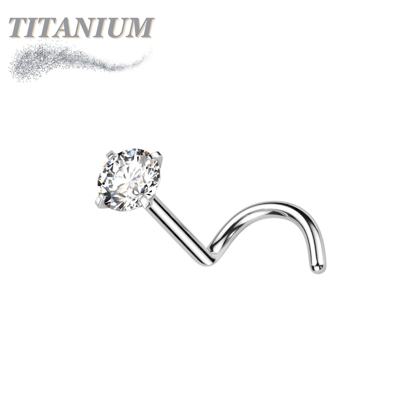 Titanium Corkscrew Nostril Prong Set - Standard 6mm Length