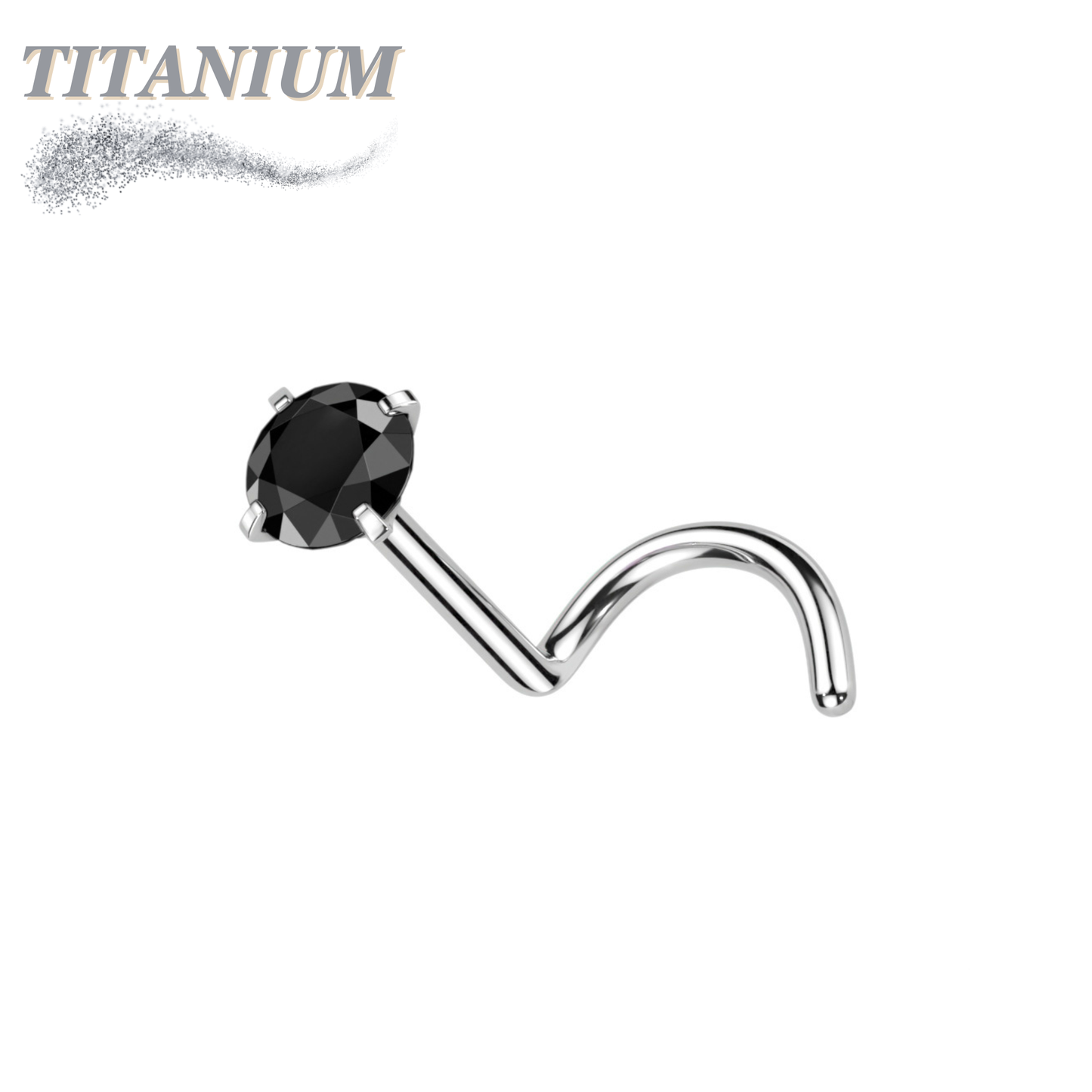 Titanium Corkscrew Nostril Prong Set - Standard 6mm Length