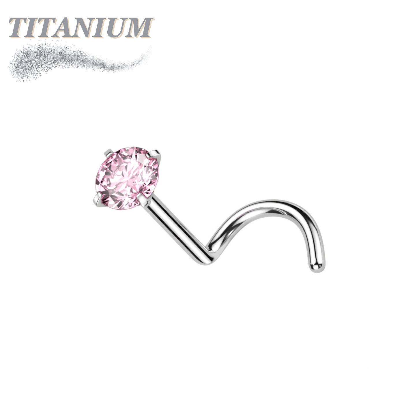 Titanium Corkscrew Nostril Prong Set - Standard 6mm Length