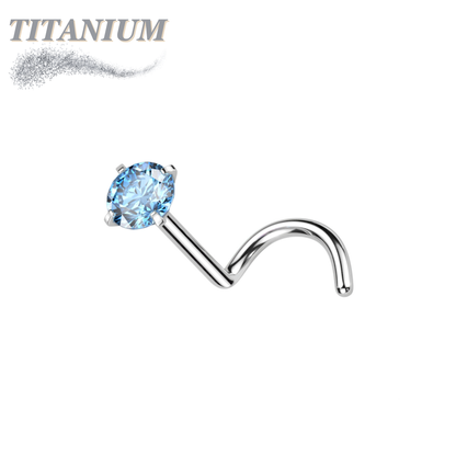 Titanium Corkscrew Nostril Prong Set - Standard 6mm Length