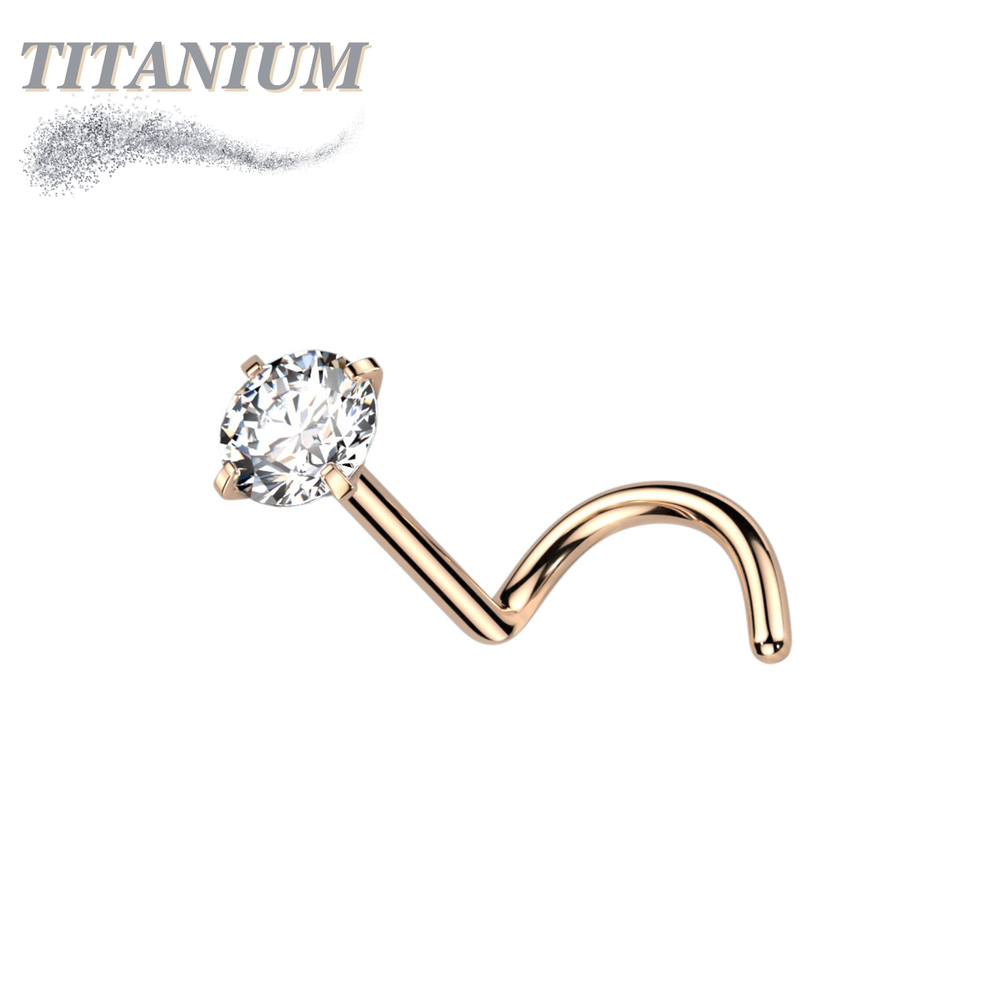 Titanium Corkscrew Nostril Prong Set - Standard 6mm Length
