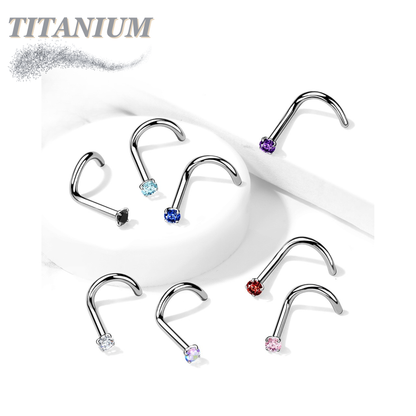 Titanium Corkscrew Nostril Prong Set - Standard 6mm Length