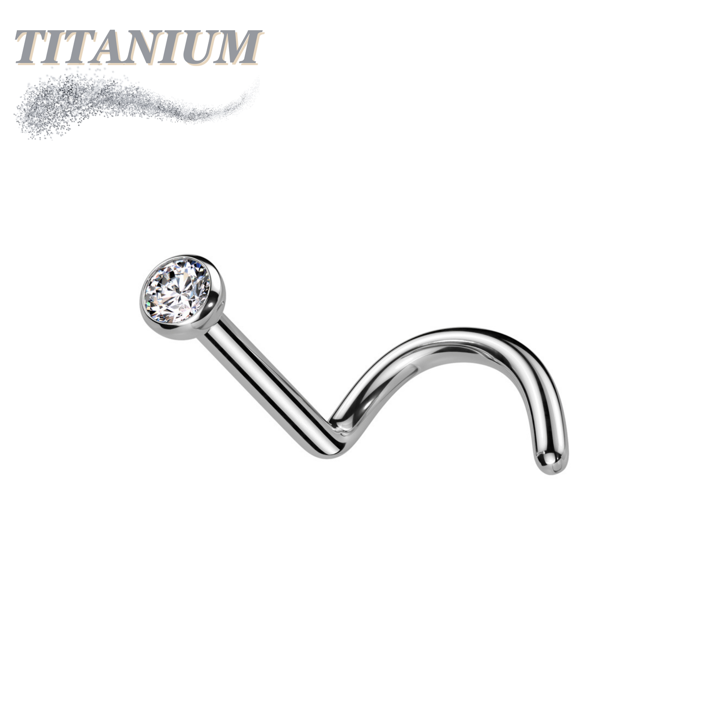 Titanium Corkscrew Nostril with Press Fit Gem Ball Top