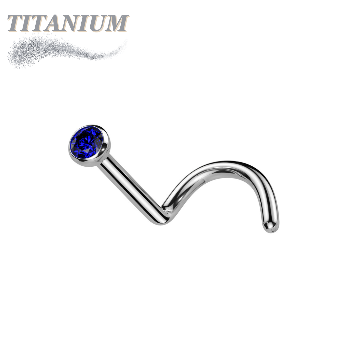 Titanium Corkscrew Nostril with Press Fit Gem Ball Top