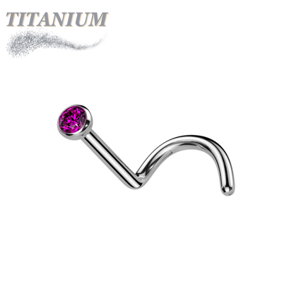 Titanium Corkscrew Nostril with Press Fit Gem Ball Top