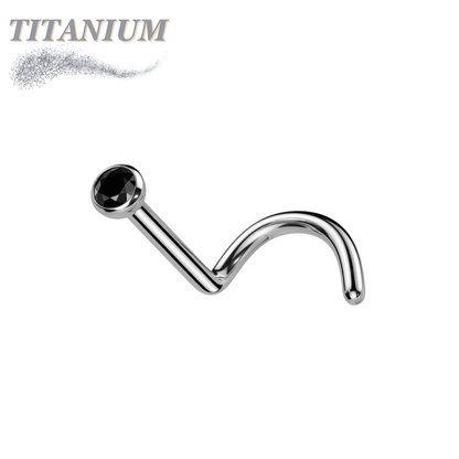 Titanium Corkscrew Nostril with Press Fit Gem Ball Top