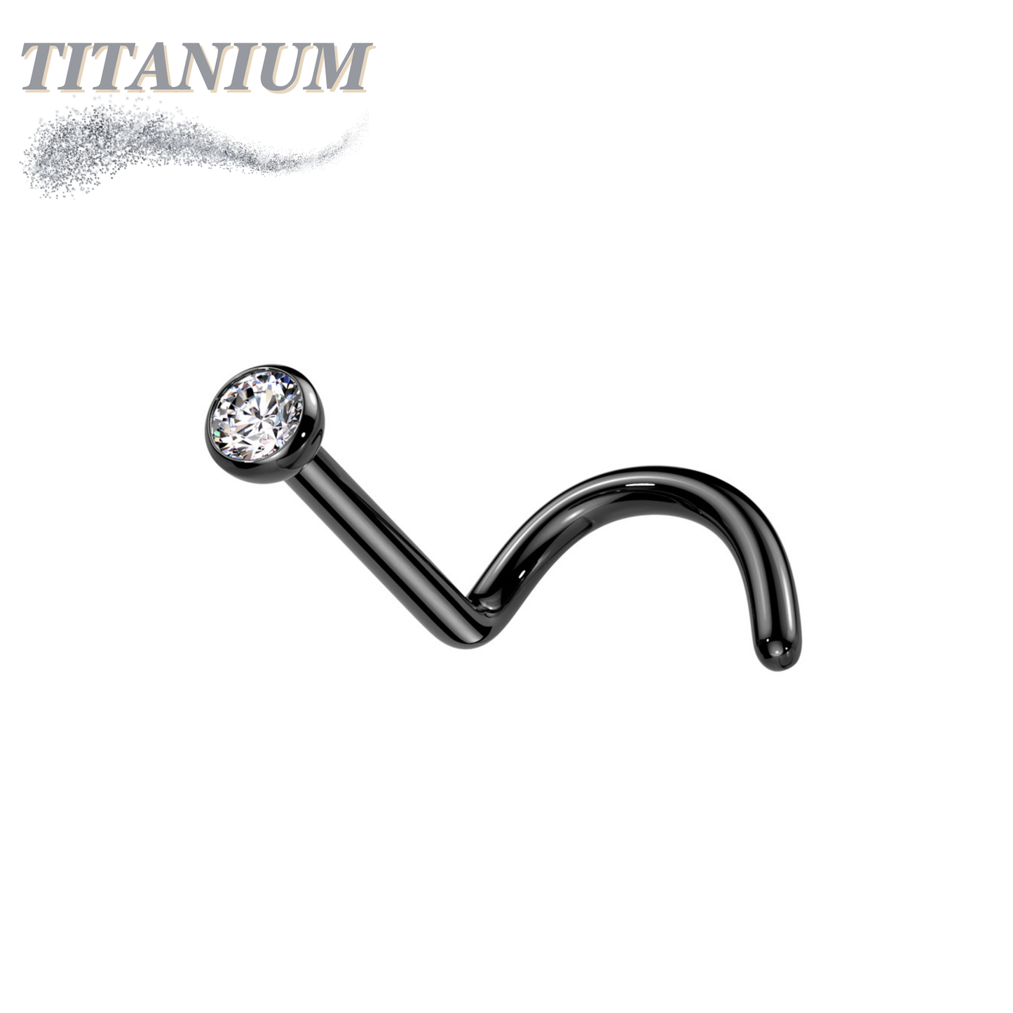 Titanium Corkscrew Nostril with Press Fit Gem Ball Top