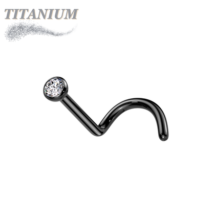 Titanium Corkscrew Nostril with Press Fit Gem Ball Top