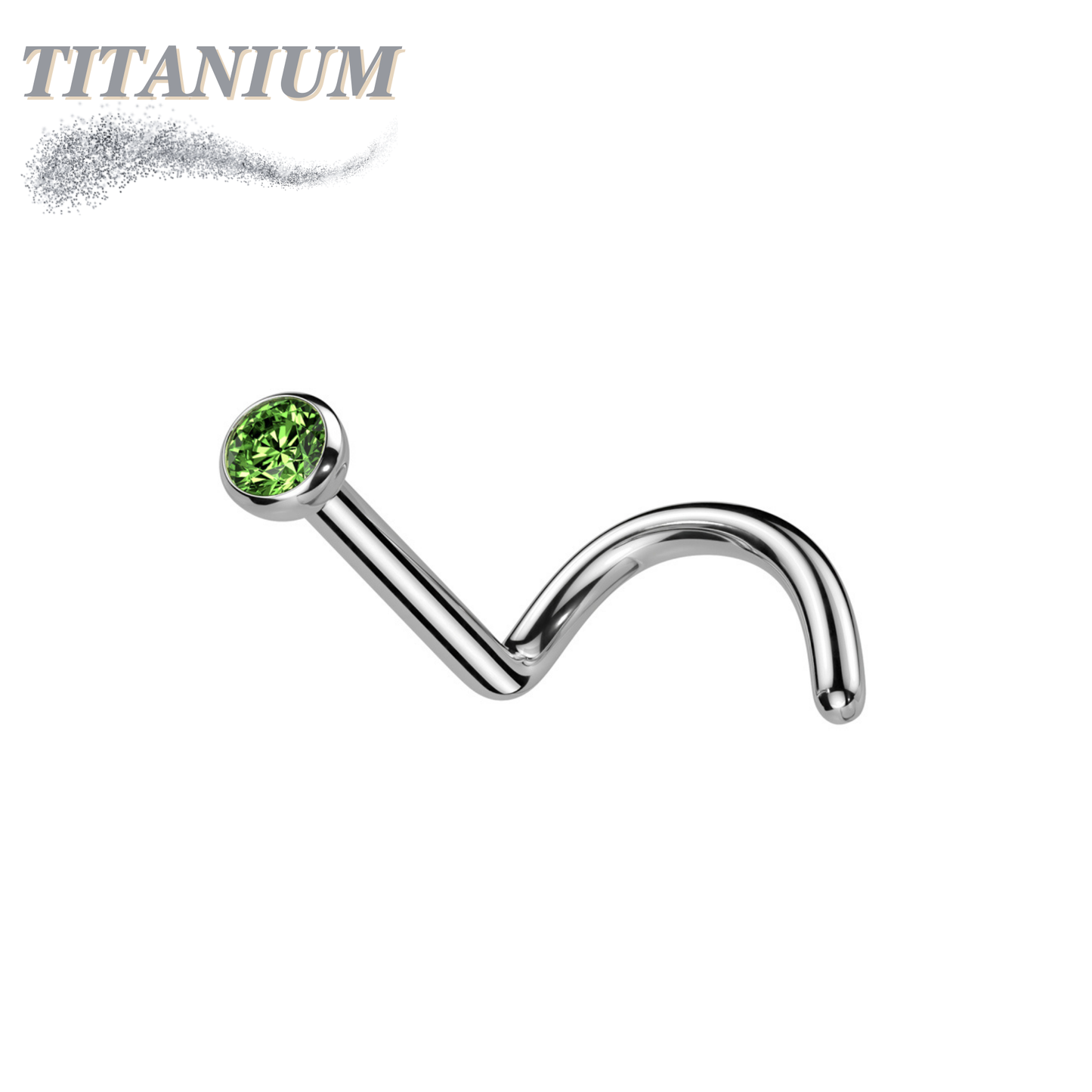 Titanium Corkscrew Nostril with Press Fit Gem Ball Top