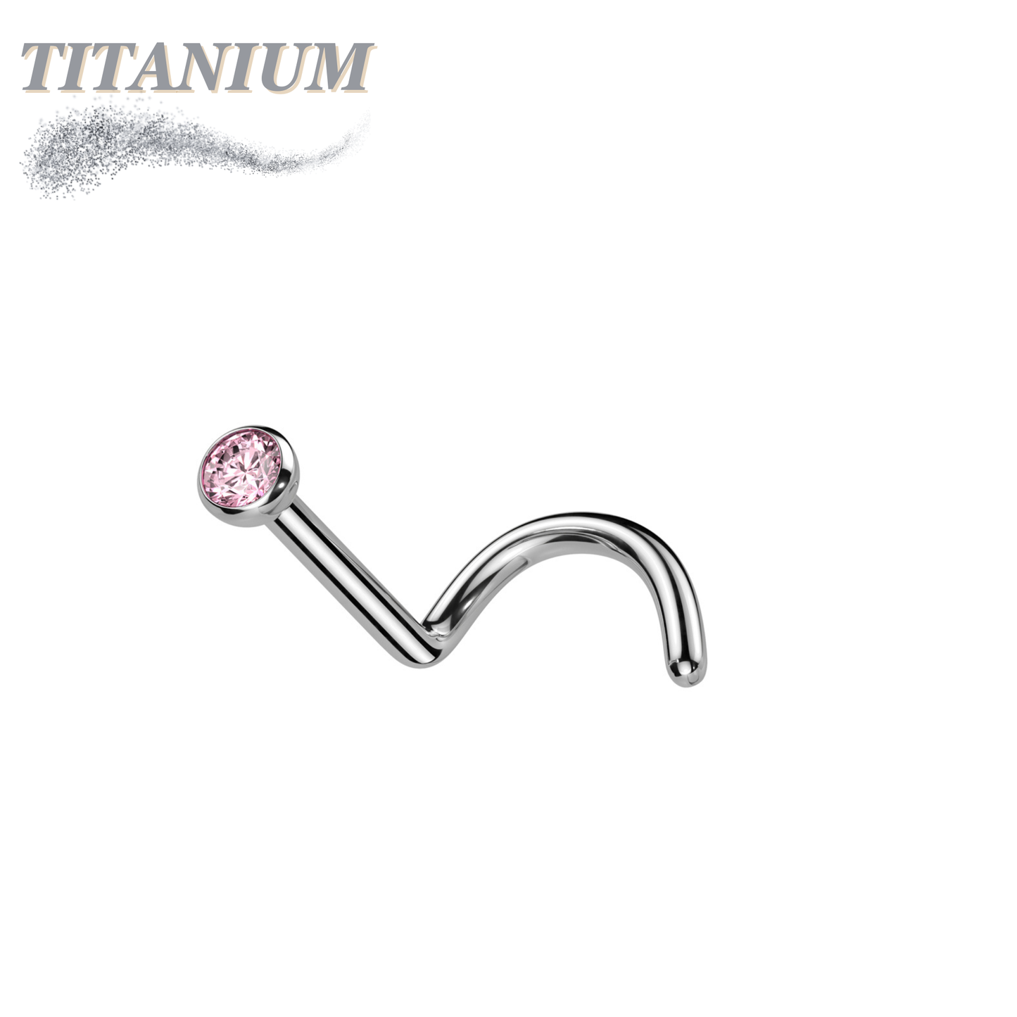 Titanium Corkscrew Nostril with Press Fit Gem Ball Top