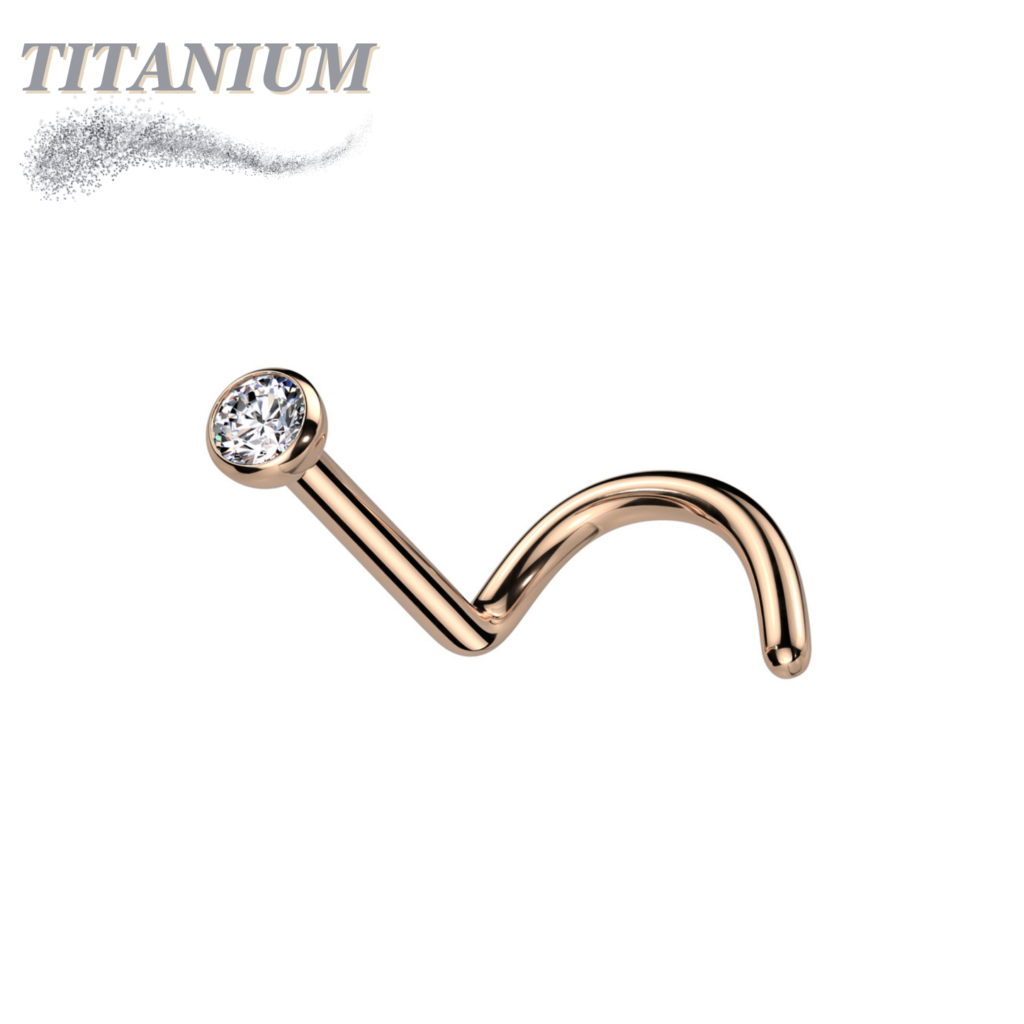 Titanium Corkscrew Nostril with Press Fit Gem Ball Top