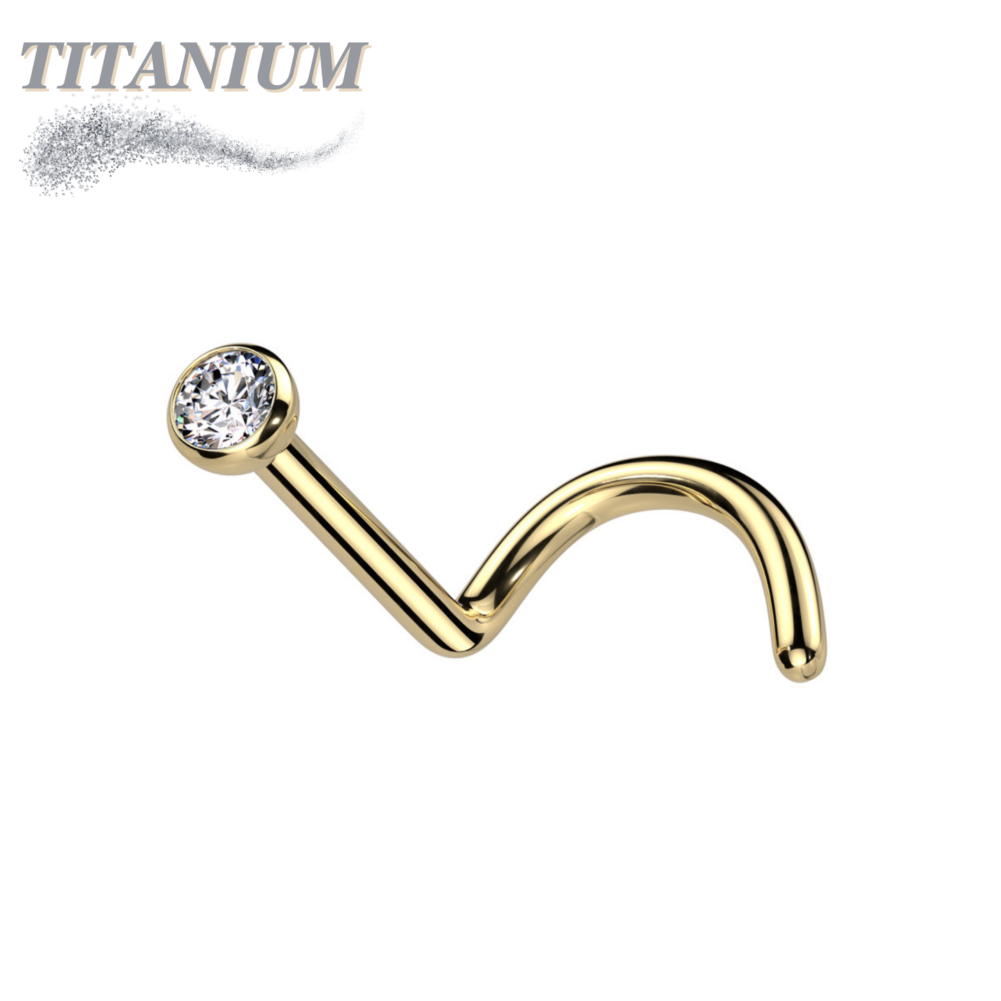 Titanium Corkscrew Nostril with Press Fit Gem Ball Top