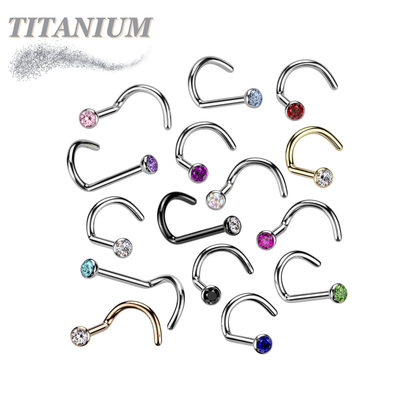 Titanium Corkscrew Nostril with Press Fit Gem Ball Top