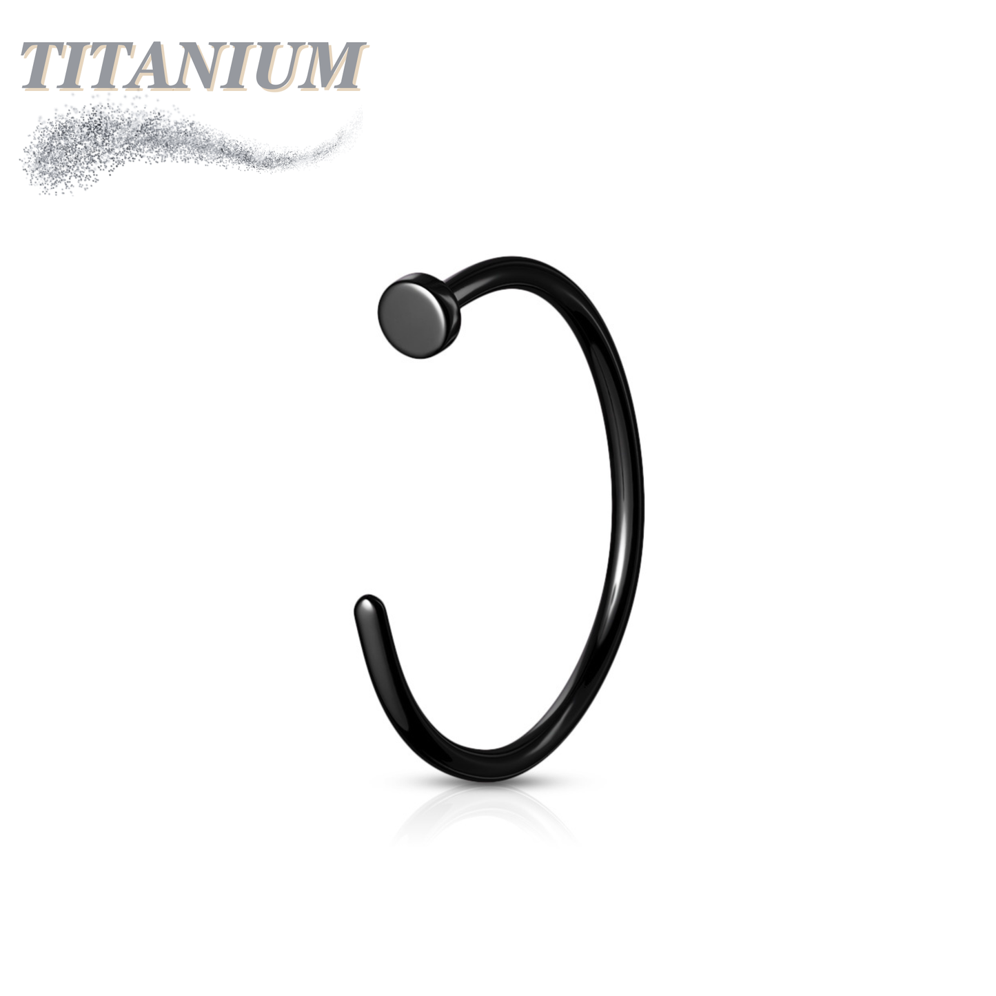 Titanium Open Nostril Hoop w/ Flat Top Stopper