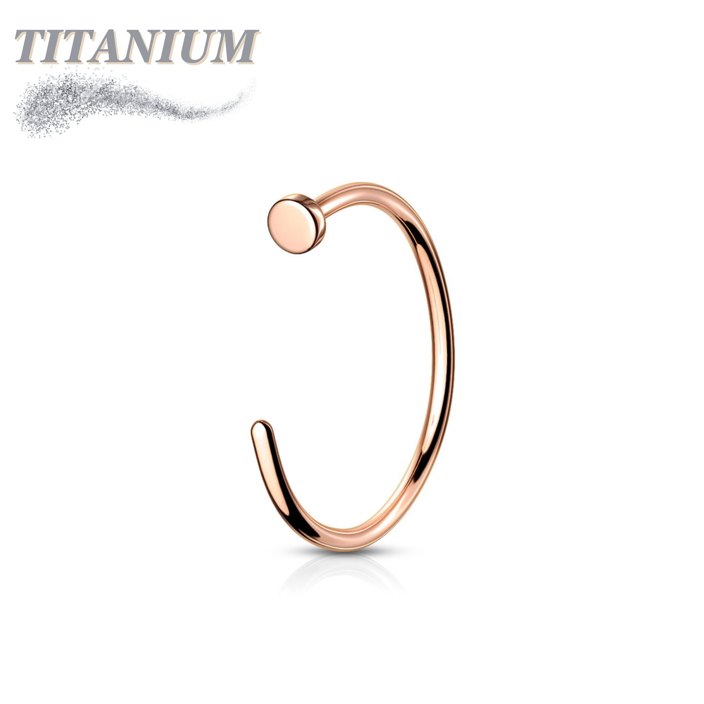 Titanium Open Nostril Hoop w/ Flat Top Stopper