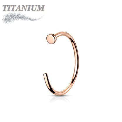Titanium Open Nostril Hoop w/ Flat Top Stopper
