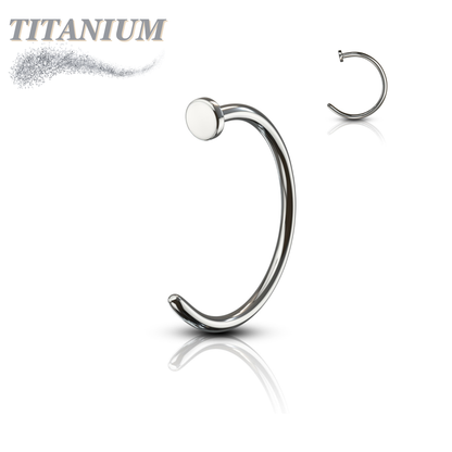 Titanium Open Nostril Hoop w/ Flat Top Stopper