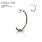 Titanium Open Nostril Hoop w/ Flat Top Stopper