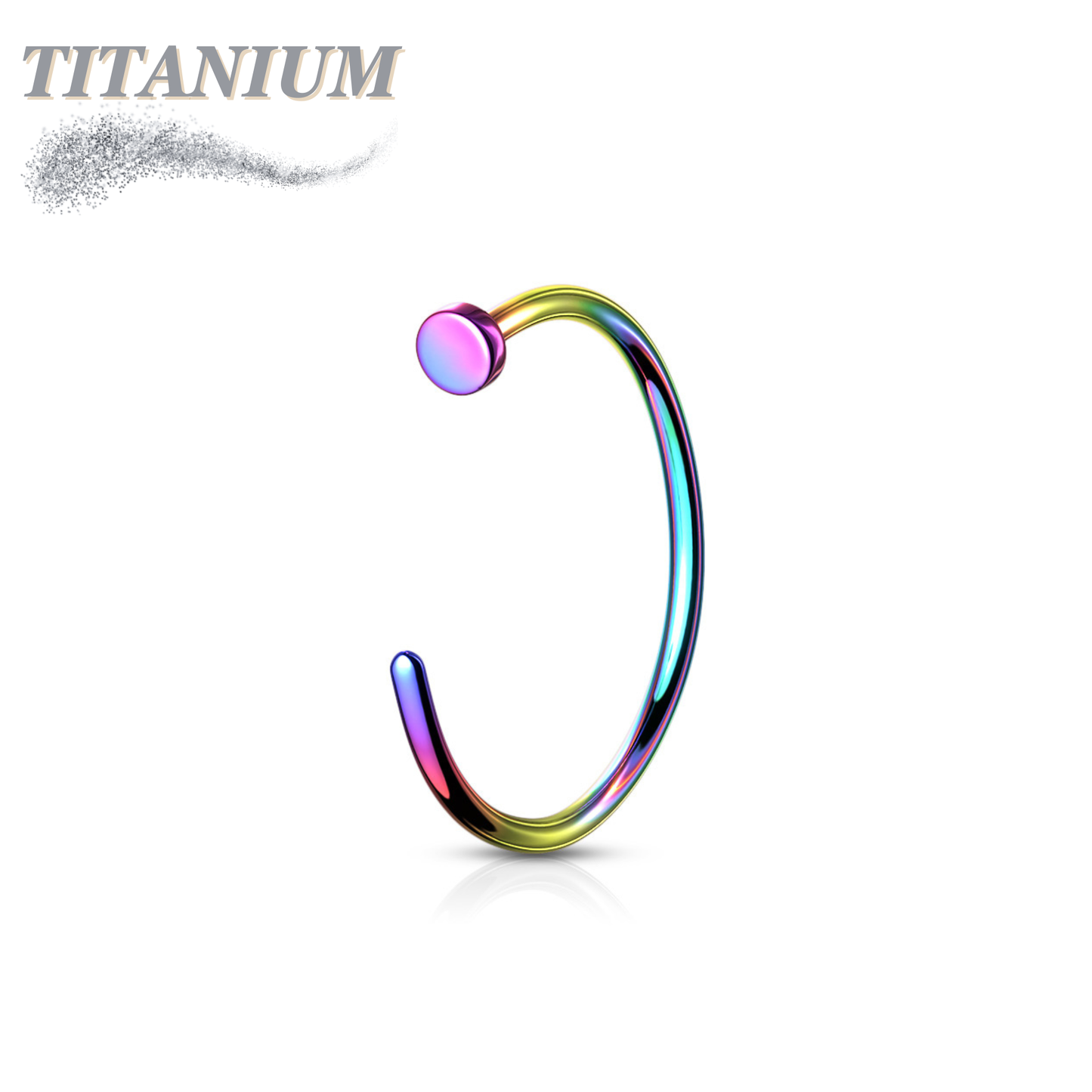 Titanium Open Nostril Hoop w/ Flat Top Stopper