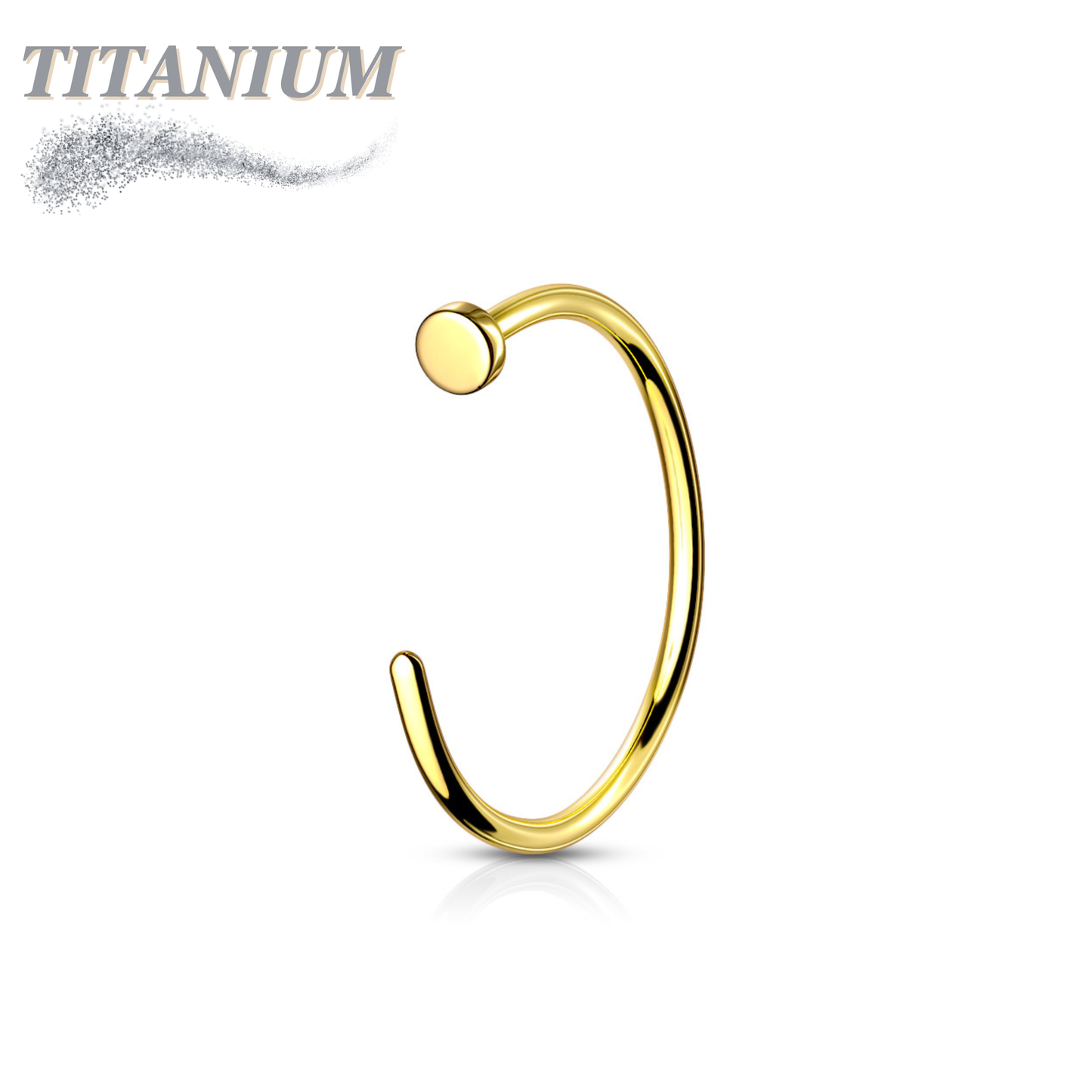 Titanium Open Nostril Hoop w/ Flat Top Stopper