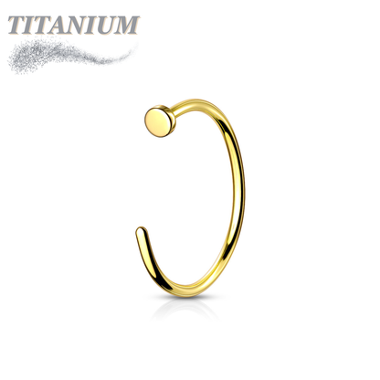 Titanium Open Nostril Hoop w/ Flat Top Stopper