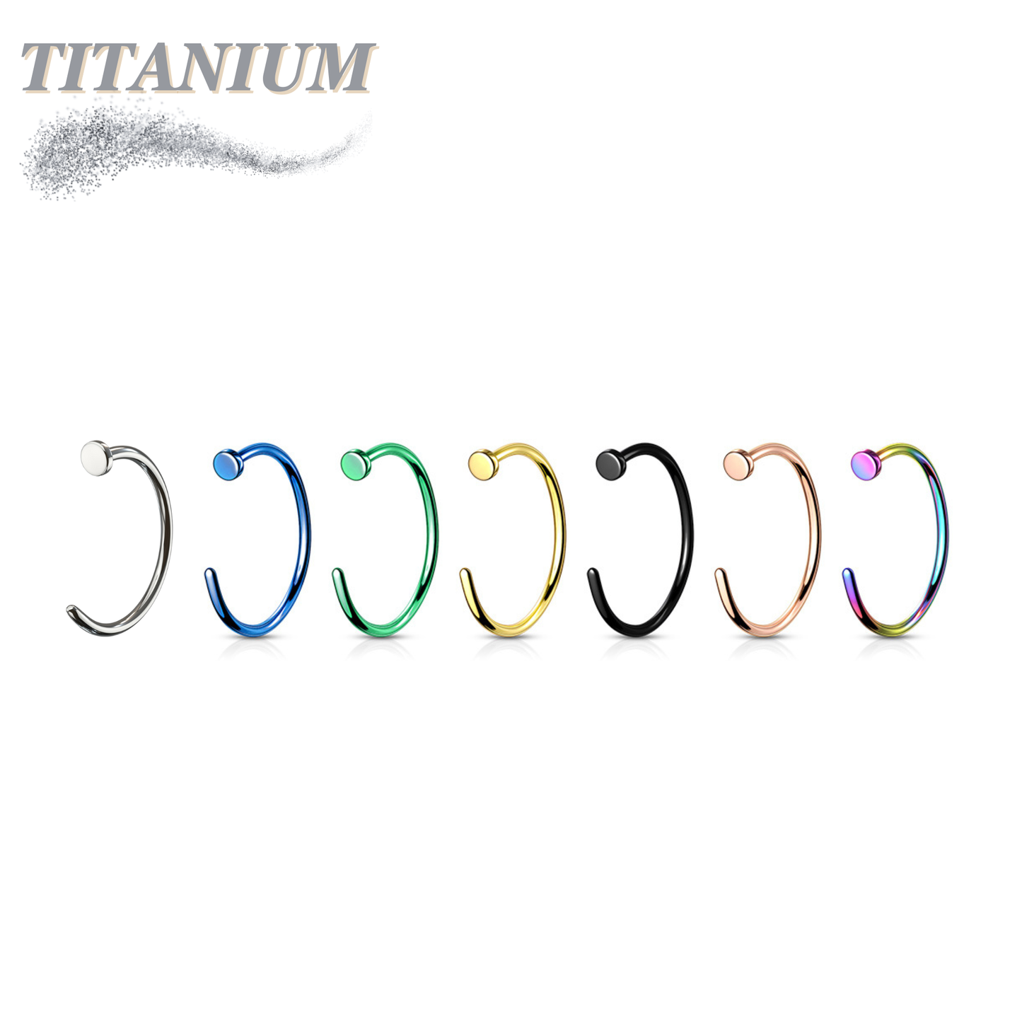 Titanium Open Nostril Hoop w/ Flat Top Stopper