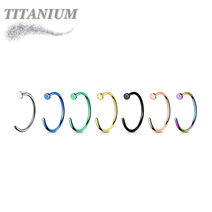 Titanium Open Nostril Hoop w/ Flat Top Stopper