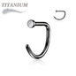 Titanium D Shape Nostril Hoop w/ Flat Top Stopper
