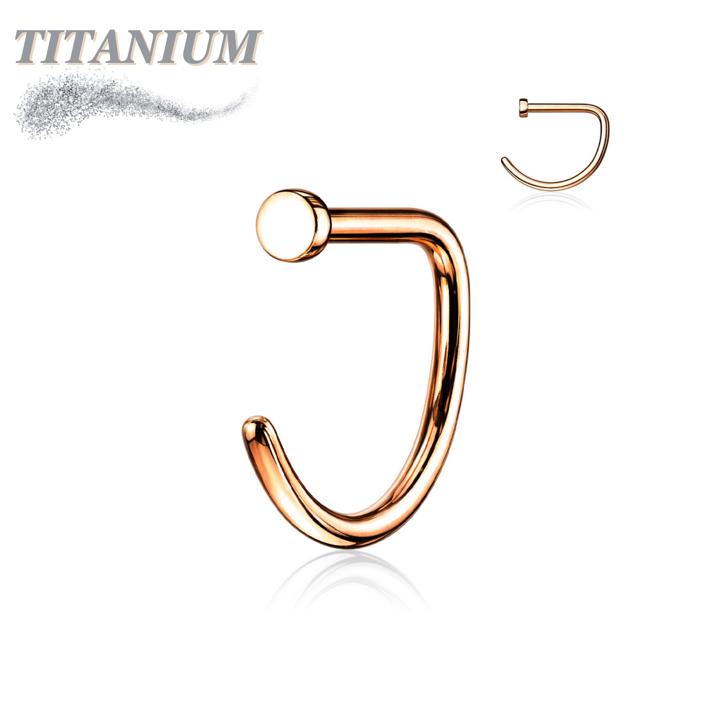 Titanium D Shape Nostril Hoop w/ Flat Top Stopper